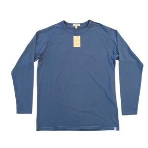 NWT Peter Millar Men Atlantic Blue Lava Wash Long Sleeve Crew Neck T-Shirt Sz L